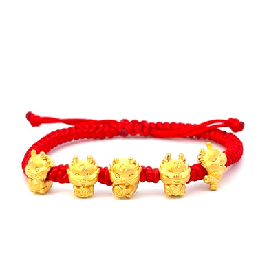 24K FIVE DRAGONS CHARM BRACELET