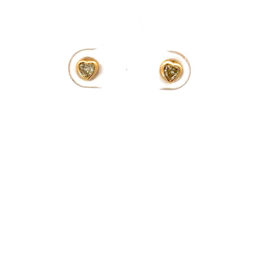 GOLD HEART DIAMOND STUD EARRINGS