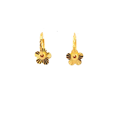 24K MINI HOOP FLOWER CHARM EARRINGS