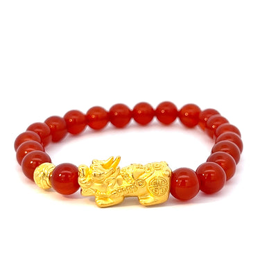 24K PIXIU RED BEAD CHARM BRACELET